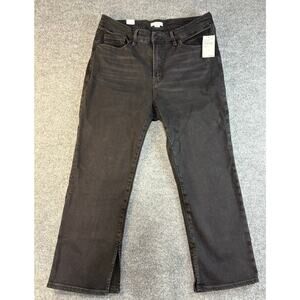 NWT Good American Good Legs Straight Black Women's Jeans Sz 16 split bottom hem